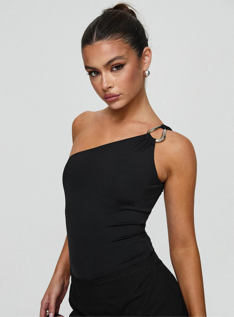 Talija One Shoulder Bodysuit Black | Princess Polly US