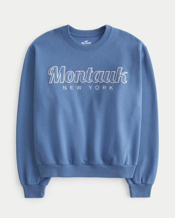Women's Easy Montauk New York Graphic Crew Sweatshirt | Women's Clearance | HollisterCo.com | Hollister (US)