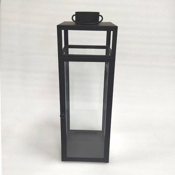 24&#34; x 8&#34; Decorative Metal Lantern Candle Holder Black - Threshold&#8482; | Target