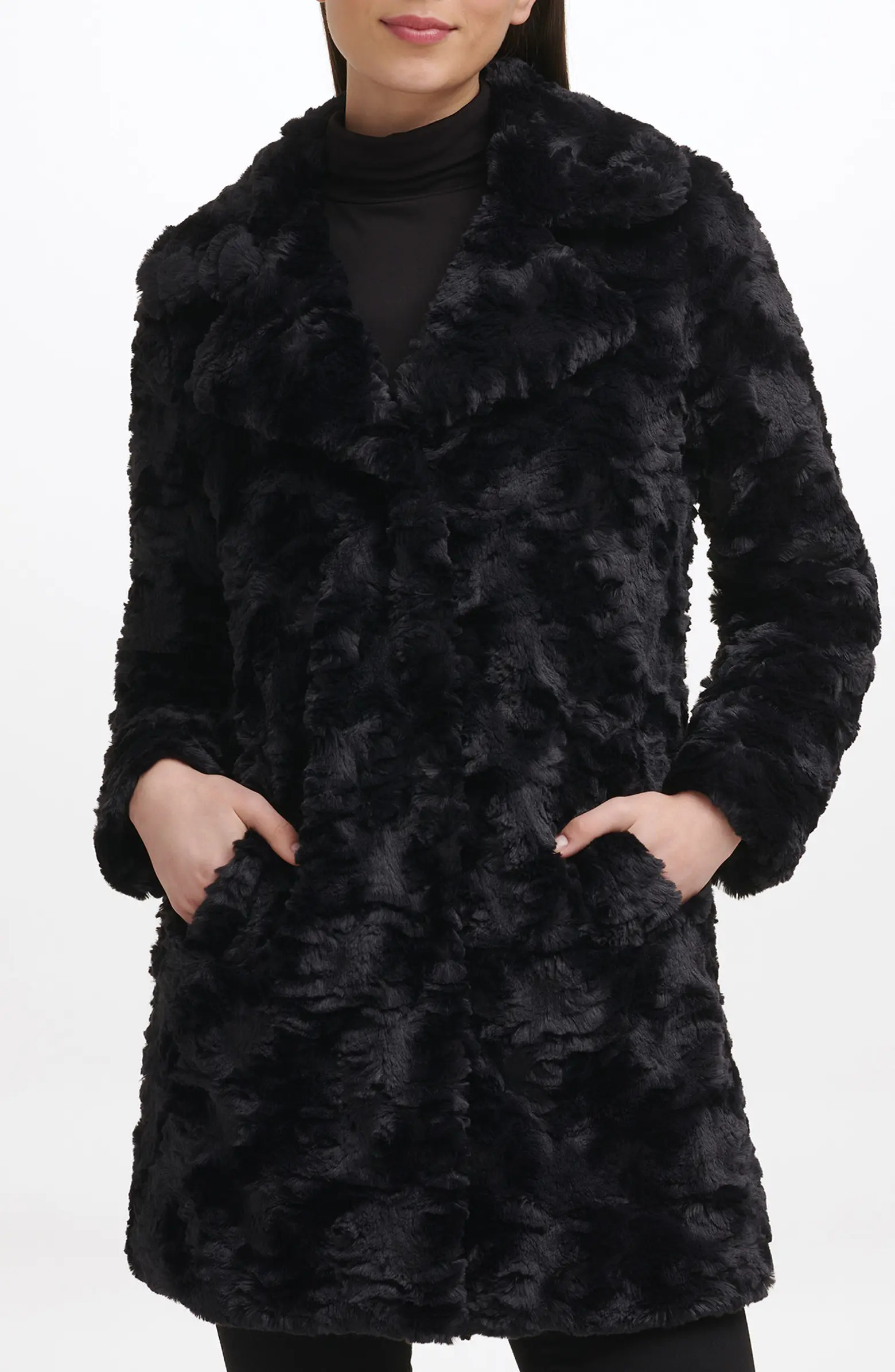 Kenneth Cole New York Notch Collar Faux Fur Coat | Nordstrom | Nordstrom