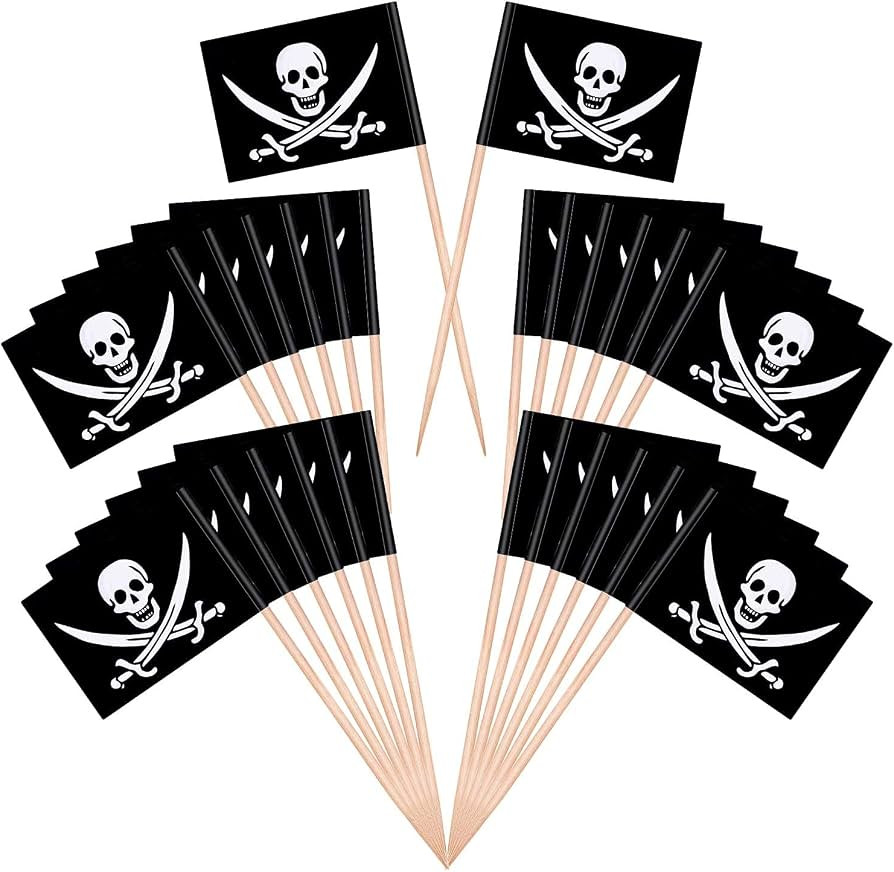 110 Pieces Pirate Flag Toothpicks - Cute Pirate Party Decorations, Small Halloween Pirate Cupcake... | Amazon (US)