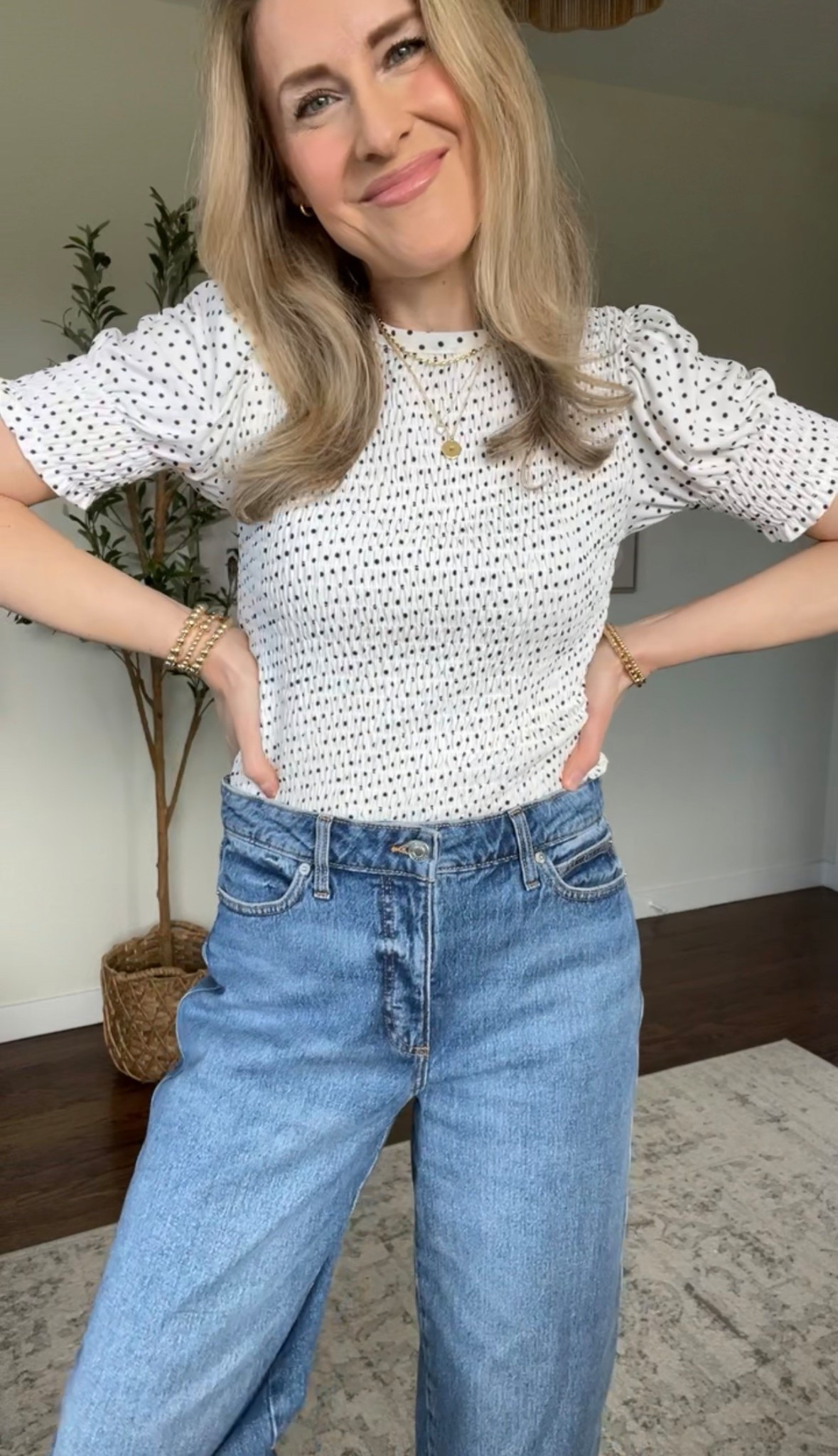 Smocked top with puff sleeves at Walmart, three colorways, fits tts, in a small. #walmartfashion 

#LTKOver40