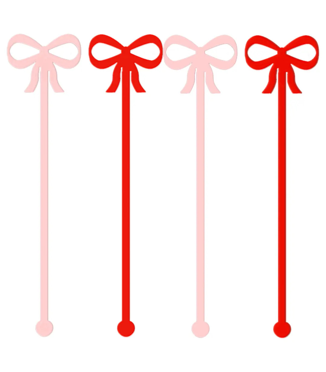 Bow Shaped Drink Stirrers Set of 4 Red & Pink Bow Cocktail Picks for Christmas Drinks Bow Bar Car... | Etsy (US)