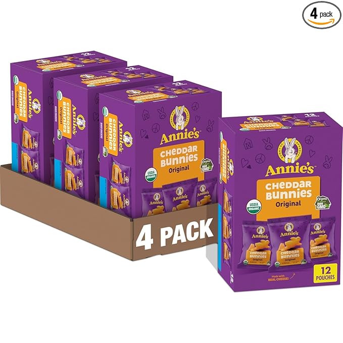 Annie's Organic Cheddar Bunnies Baked Snack Crackers, 12 oz., 12 Pouches (Pack of 4) | Amazon (US)