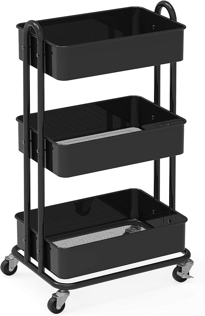 SimpleHouseware 3-Tier Metal Kitchen Cart Utility Rolling Cart, Black | Amazon (CA)