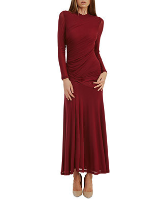 Bardot Women's Liyana Ruched Long-Sleeve Mesh Dress - Macy's | Macy's