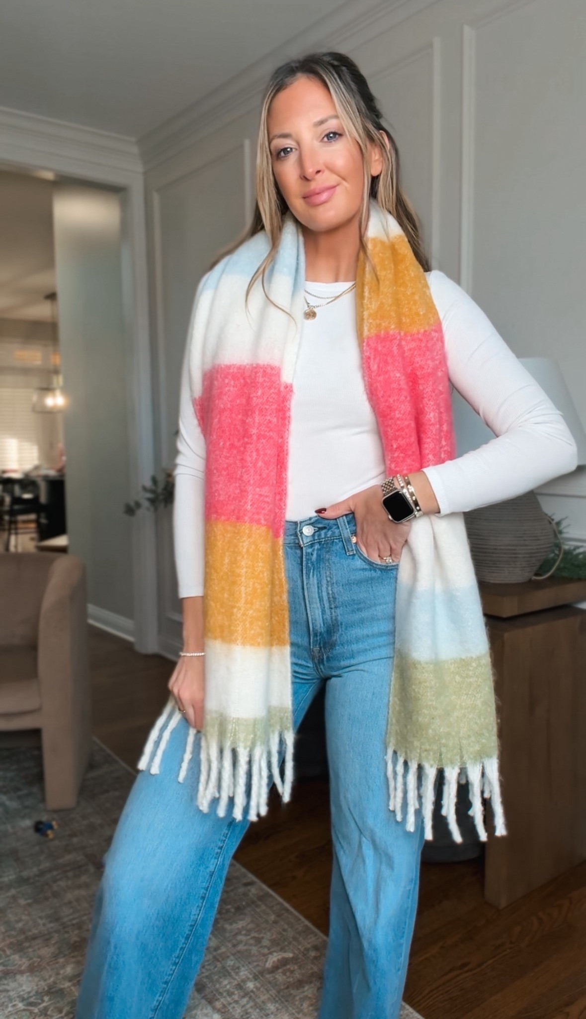 This blanket scarf is JUST like a more expensive version but a fraction of the cost. The colors are bright and cheery and it complements every outfit! It would be a great gift for her!

#LTKFindsUnder50 #LTKHoliday #LTKGiftGuide