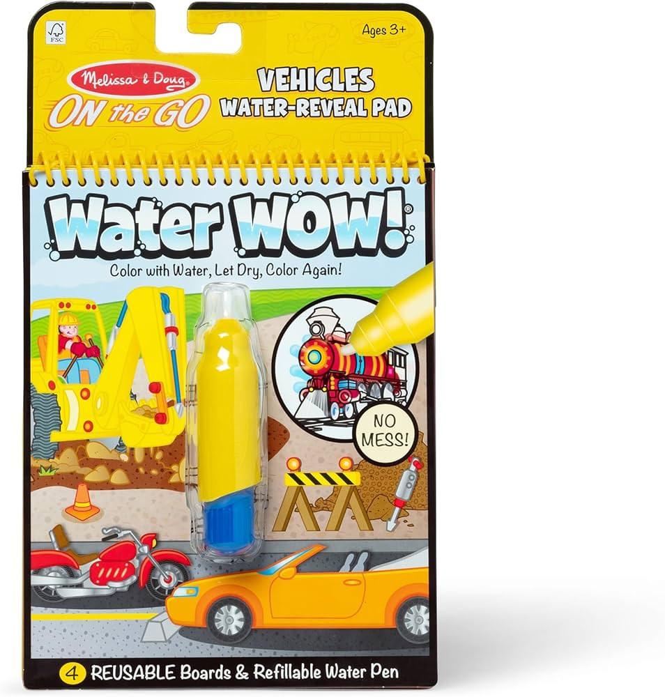 Melissa & Doug On the Go Water Wow! Reusable Water-Reveal Activity Pad - Vehicles - FSC Certified | Amazon (US)