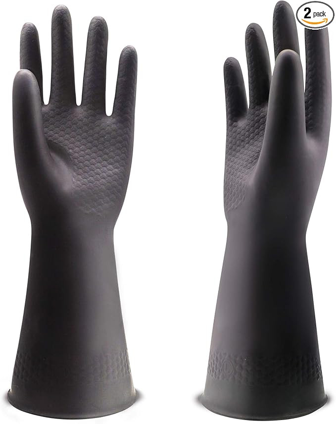 Uxglove Chemical Resistant Latex Gloves,Cleaning Protective Safety Work Heavy Duty Rubber Gloves,... | Amazon (US)