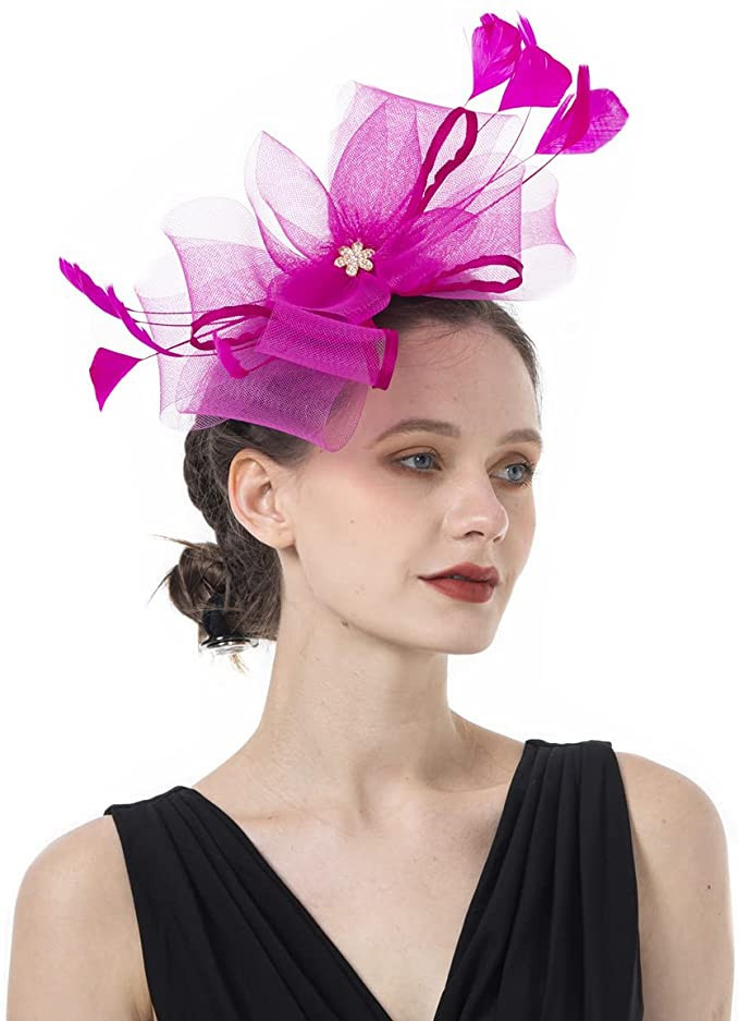 Lucky Leaf Girl Lady Hat Headwear Organza Church Feather Clip Fascinators Hat Wedding Party Kentu... | Amazon (US)