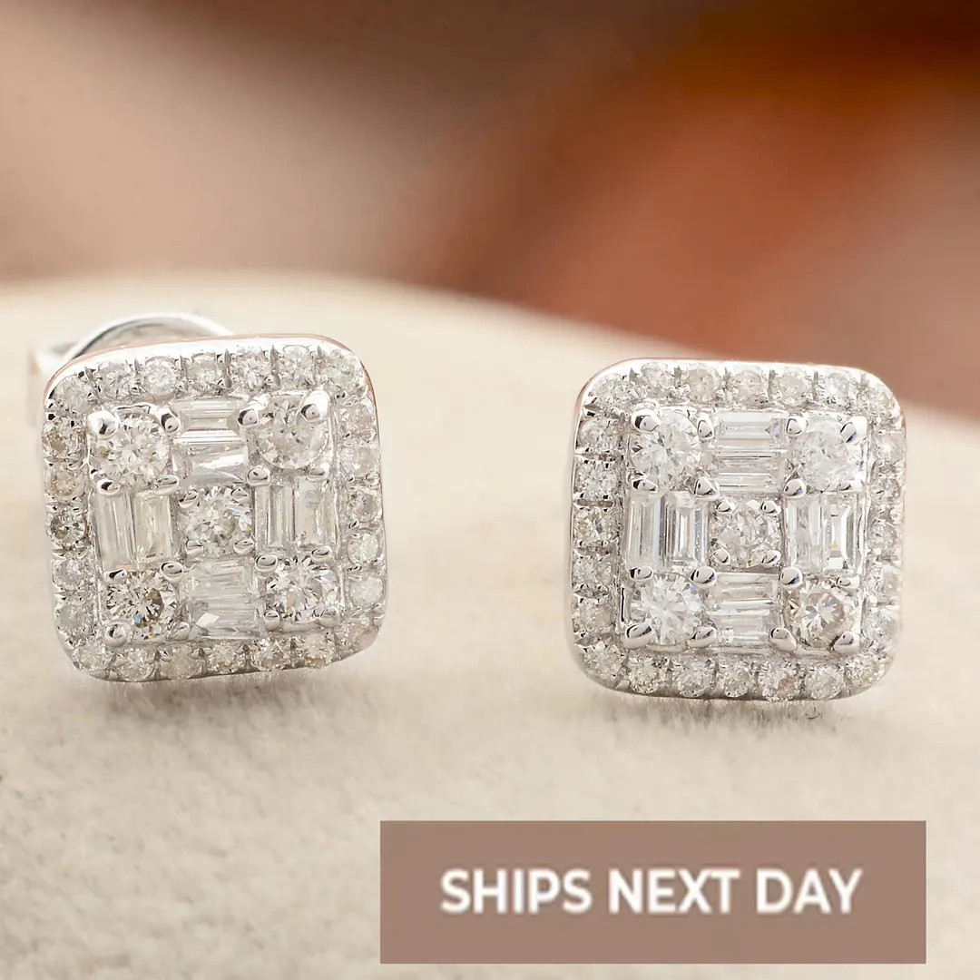 Diamond Stud Earrings 0.45 Ct | 10K Solid Gold Minimal Diamond Studs | Cluster Diamond Jewelry | ... | Etsy (US)