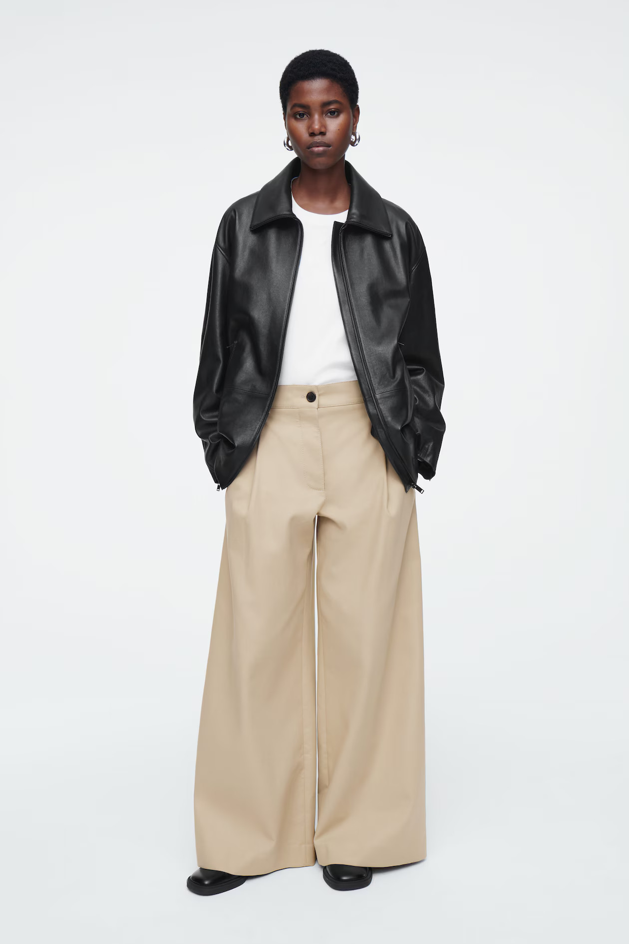 WIDE-LEG COTTON TROUSERS - BEIGE | COS (EU)