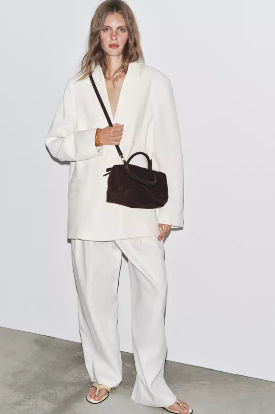 SPLIT SUEDE BOWLING BAG | Zara UK