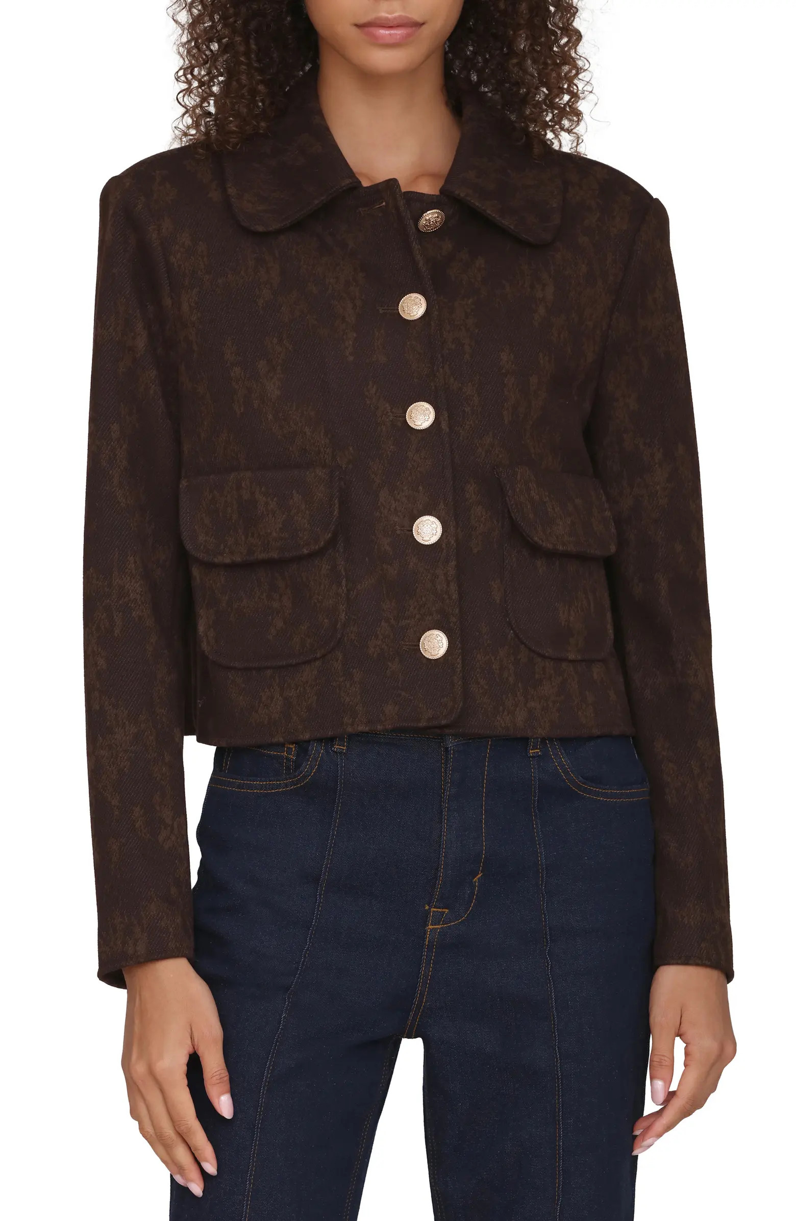 Floral Jacquard Crop Jacket | Nordstrom
