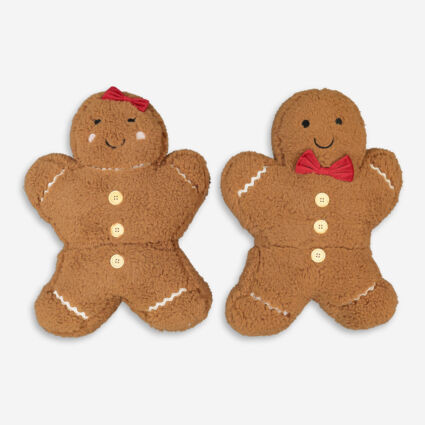 Brown Gingerbread Man & Woman Cushion Pair | TK Maxx