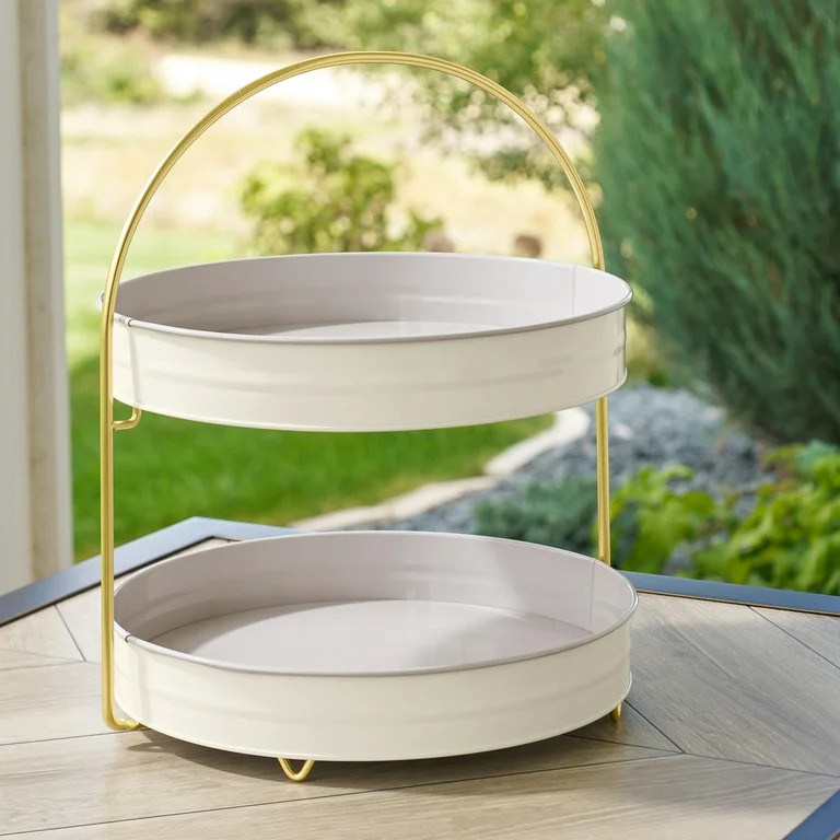 Better Homes & Gardens 2-Tone 2-Tier Serving Tray Stand - Grey | Walmart (US)