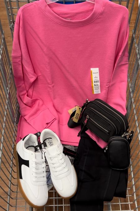 Walmart outfit idea with this $10 high low crewneck sweatshirt and my favorite cotton leggings. For my try-on I’m wearing a large, they’re roomy to begin with but I sized up. Leggings run small, go up one size. 

#LTKstyletip #LTKfindsunder50 #LTKfindsunder100
