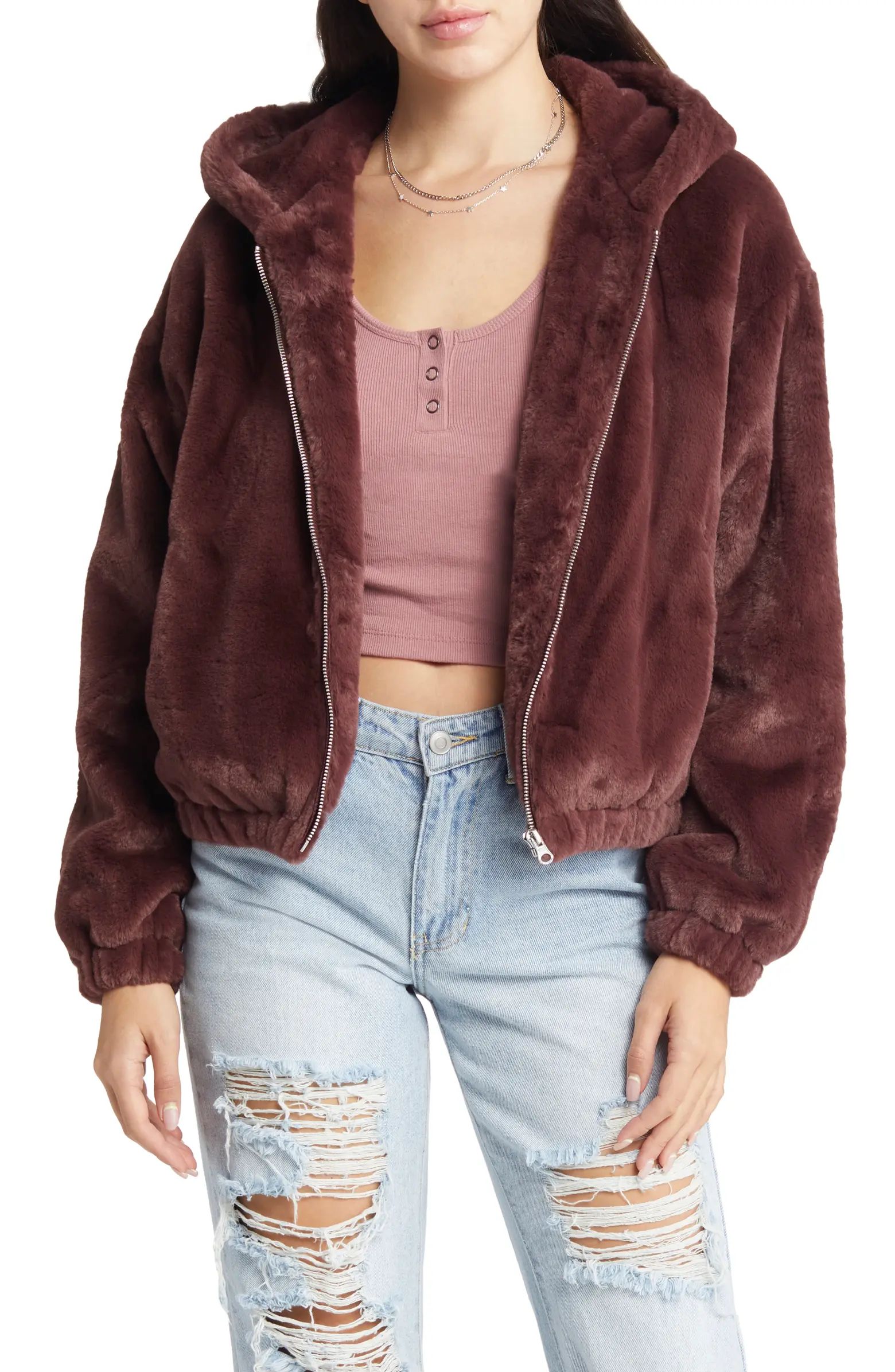 BP. Hooded Faux Fur Jacket | Nordstrom | Nordstrom