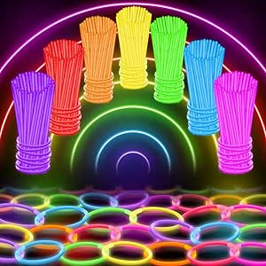 100 Ultra Bright Glow Sticks Bulk Party Pack - Halloween Glow in the Dark Party Supplies Pack - 8... | Amazon (US)