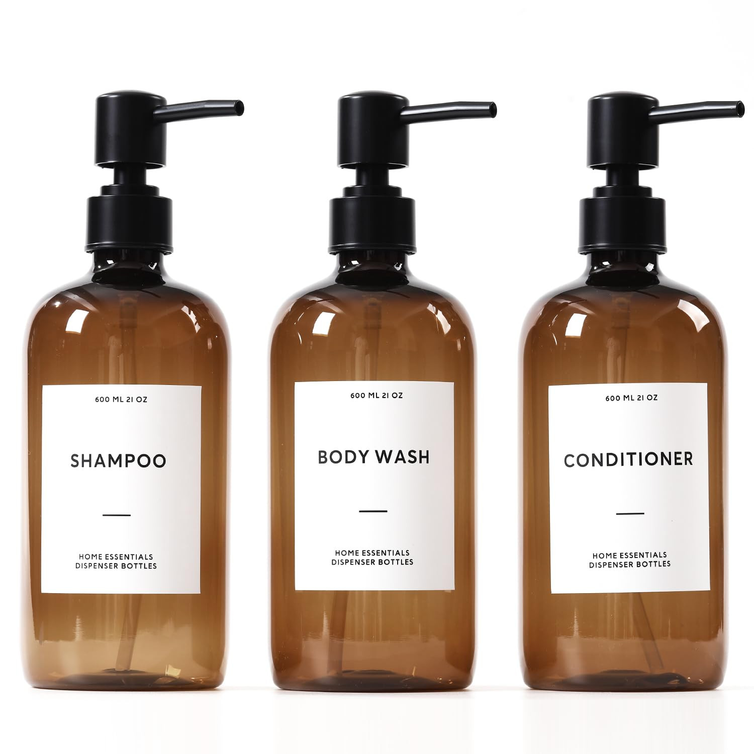 HOMCDALY Shampoo and Conditioner Dispenser, 21oz 3-Pack Refillable Shampoo and Conditioner Bottle... | Amazon (US)