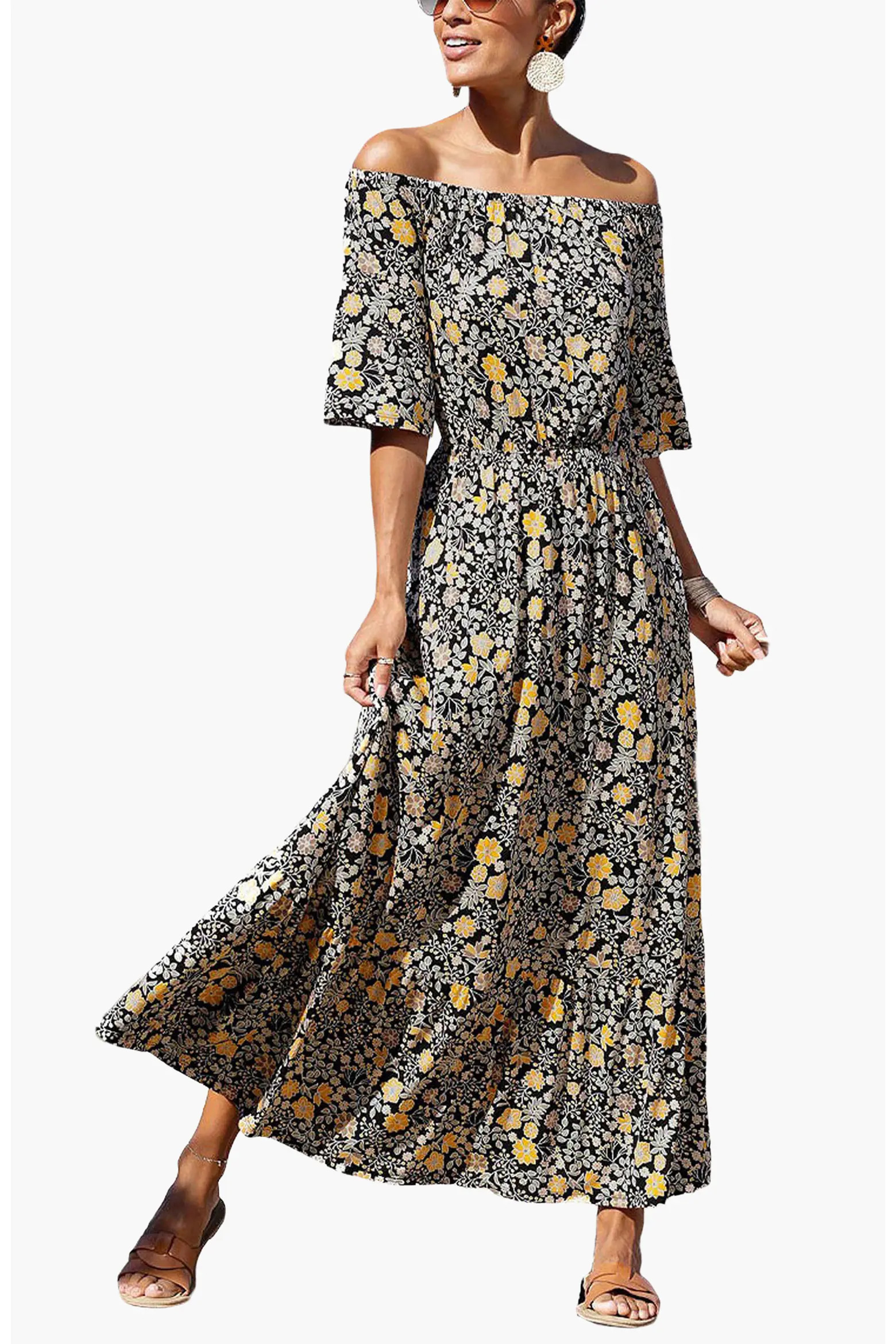 LASCANA Floral Off Shoulder Maxi Dress (Women) | Nordstrom | Nordstrom