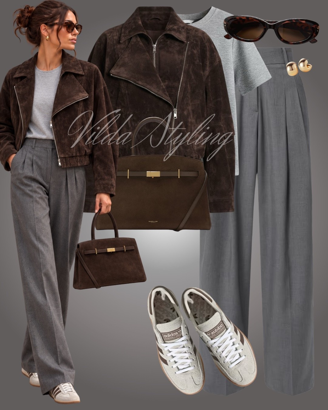 Casual tailoring with a sporty twist 🤎 A rich brown suede jacket styled with a simple grey tee, wide-leg tailored trousers and retro sneakers—the perfect polished yet effortless fall look. Shop the full outfit below ✨

#LTKautumn #LTKstyletip #LTKworkwear