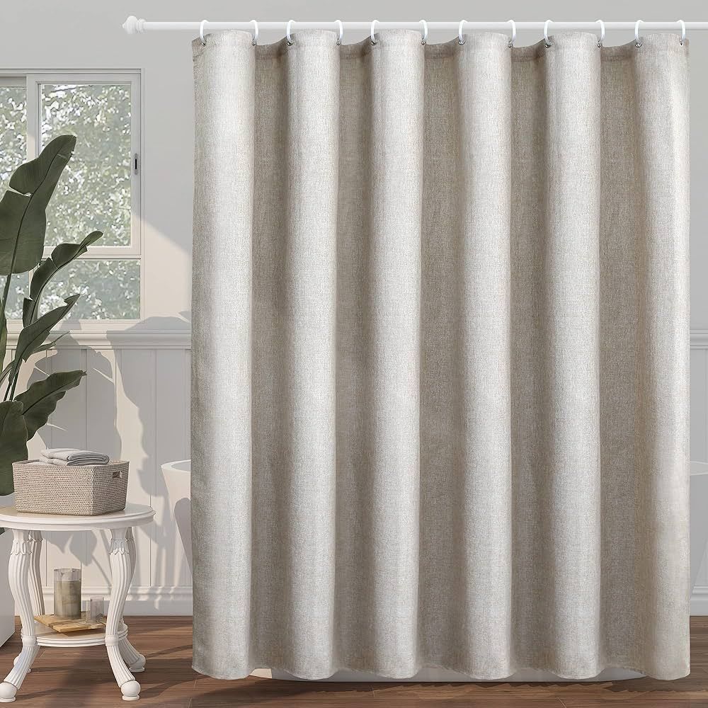 SUMGAR Linen Shower Curtain Tan Farmhouse Rustic Polyester Fabric Cloth Hotel Luxury Heavy Duty T... | Amazon (US)