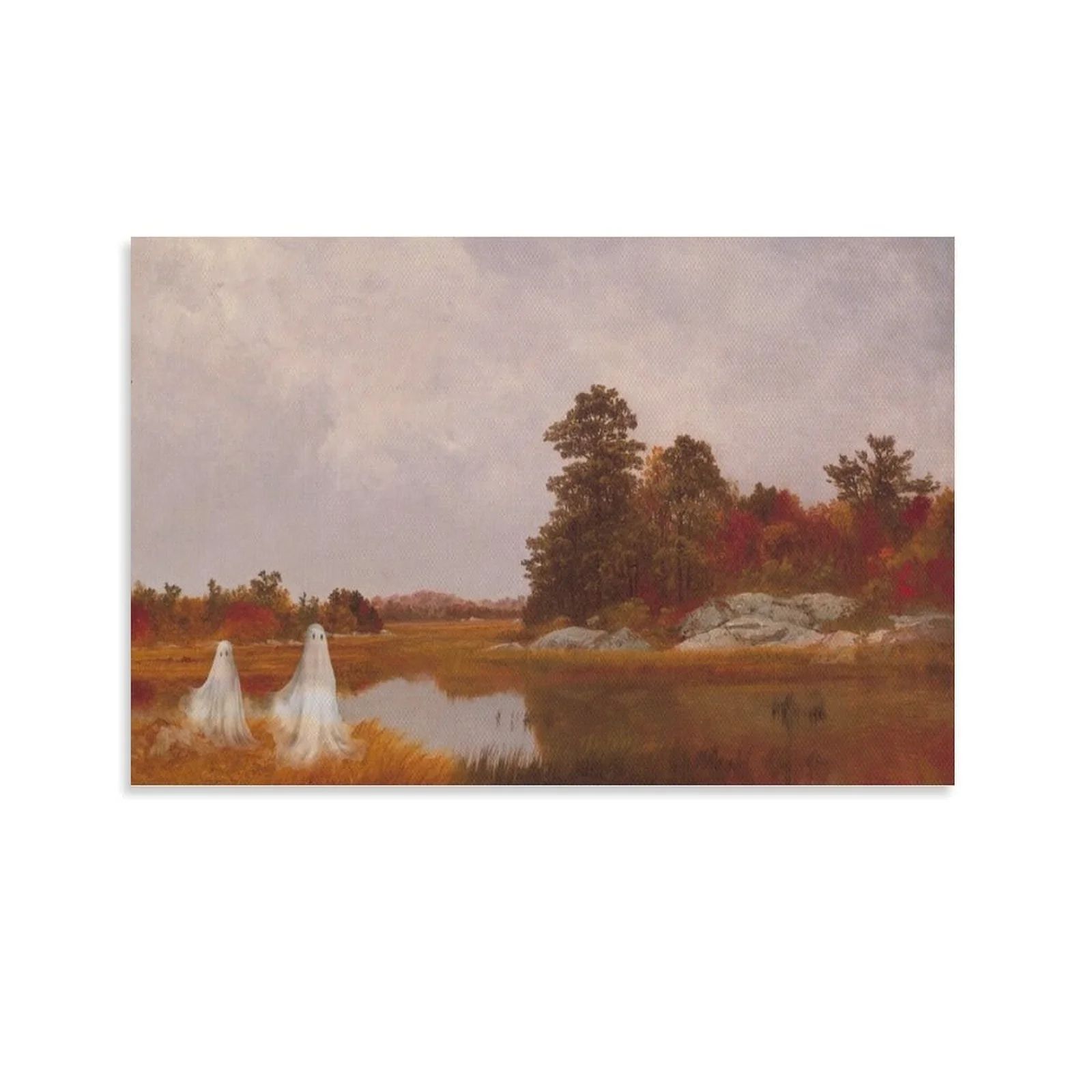 Halloween Frame Art Vintage Ghost Painting Spooky Fall Landscape Art File Instant Download Canvas... | Walmart (US)