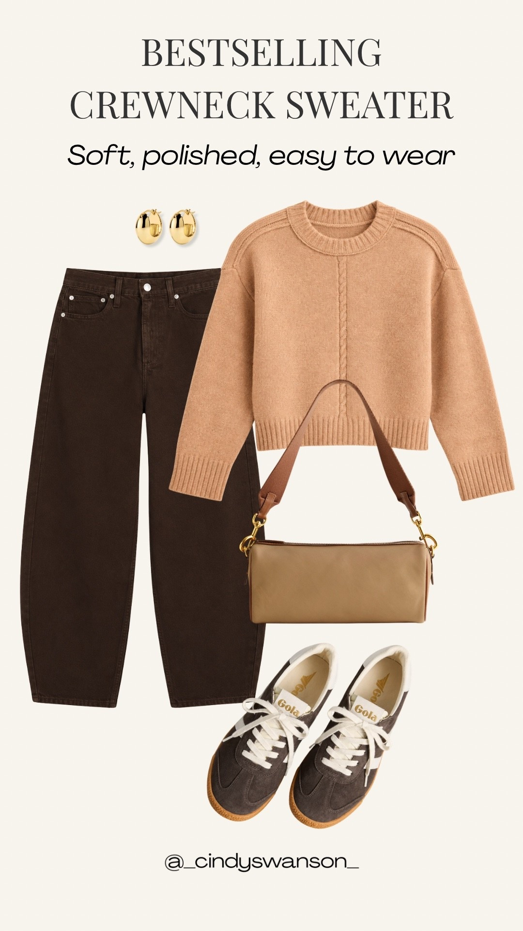 This bestselling crewneck sweater is such an easy wardrobe staple. I love it paired with dark brown jeans and tonal accessories for a warm, neutral look that feels polished without being complicated. It’s an outfit formula that works beautifully for everyday wear, errands, lunch, or travel.

#LTKootd #LTKOver40 #LTKSeasonal