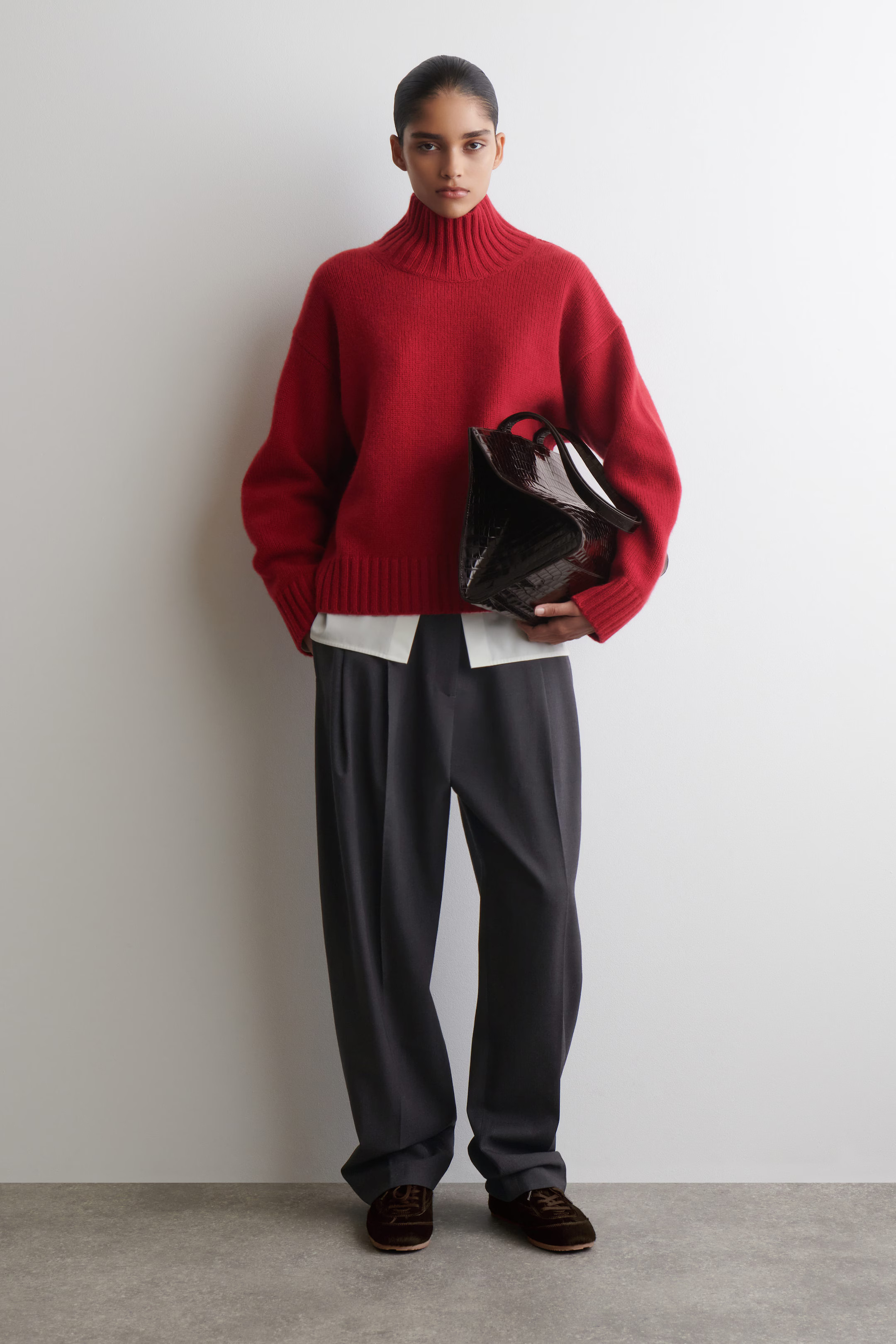 CASHMERE FUNNEL-NECK JUMPER - RED | COS GB | COS UK