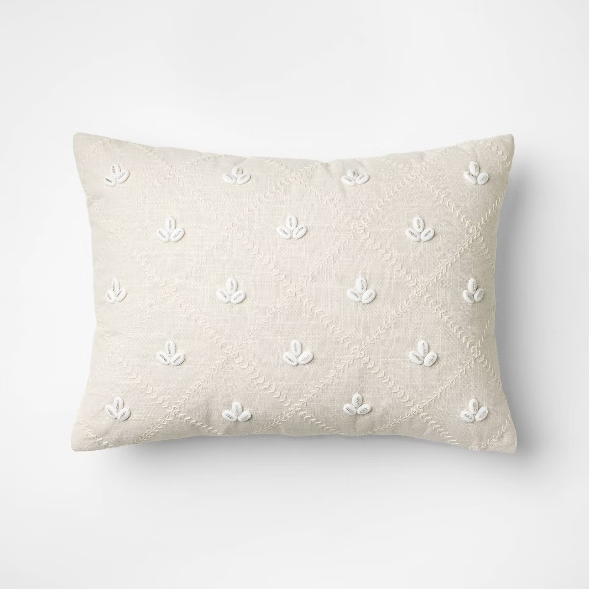 Lumbar Embellished Shell Throw Pillow Cream - Threshold™ | Target