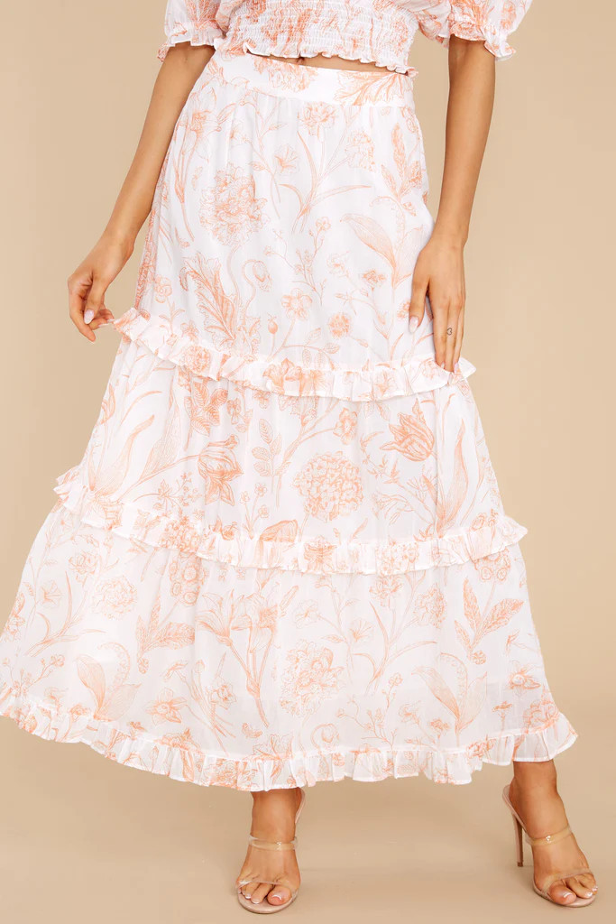 Lindsay Toile Coral Skirt | Red Dress 