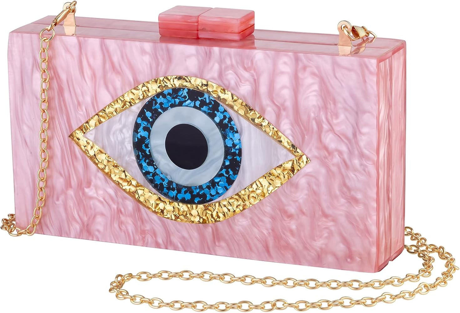 Clutch Purses for Women-Evil Eye Acrylic Clutch Glitter Purse Evening Bag Chain Shoulder Crossbody H | Amazon (US)