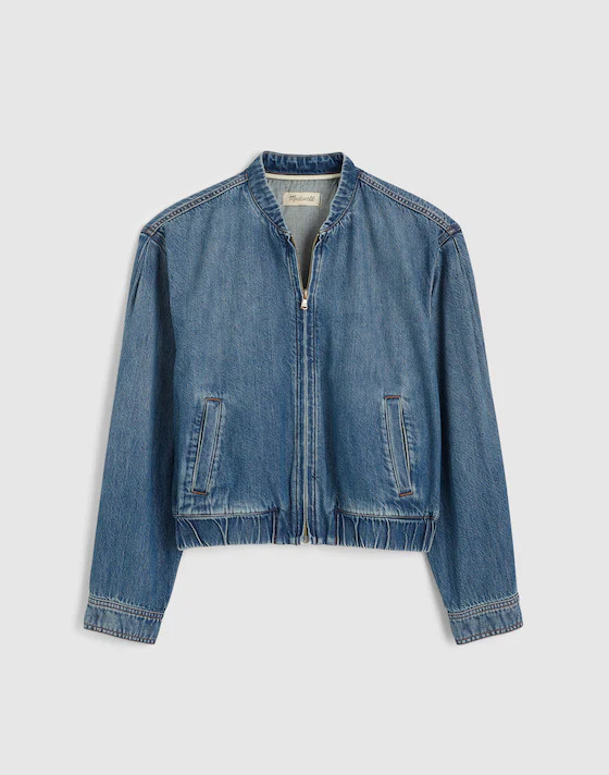 Zip-Up Bomber Jacket in Airy Denim | Madewell