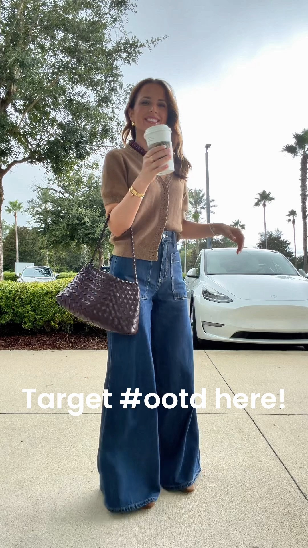 Elevated casual outfit. Everyday outfit. Fall outfit. Fall style. Mom outfit. New at Target! The palazzo style wide-leg jeans that are giving designer vibes! Wearing 00 regular - these are full length on me and I was able to shrink an inch off length in washer/dryer. I am 5’3. I grabbed the lighter wash, too! XS in short-sleeve cardigan. Mules are TTS and super comfy. Beaded necklace. Braided purse.

#LTKootd #LTKgrwm #LTKPetite