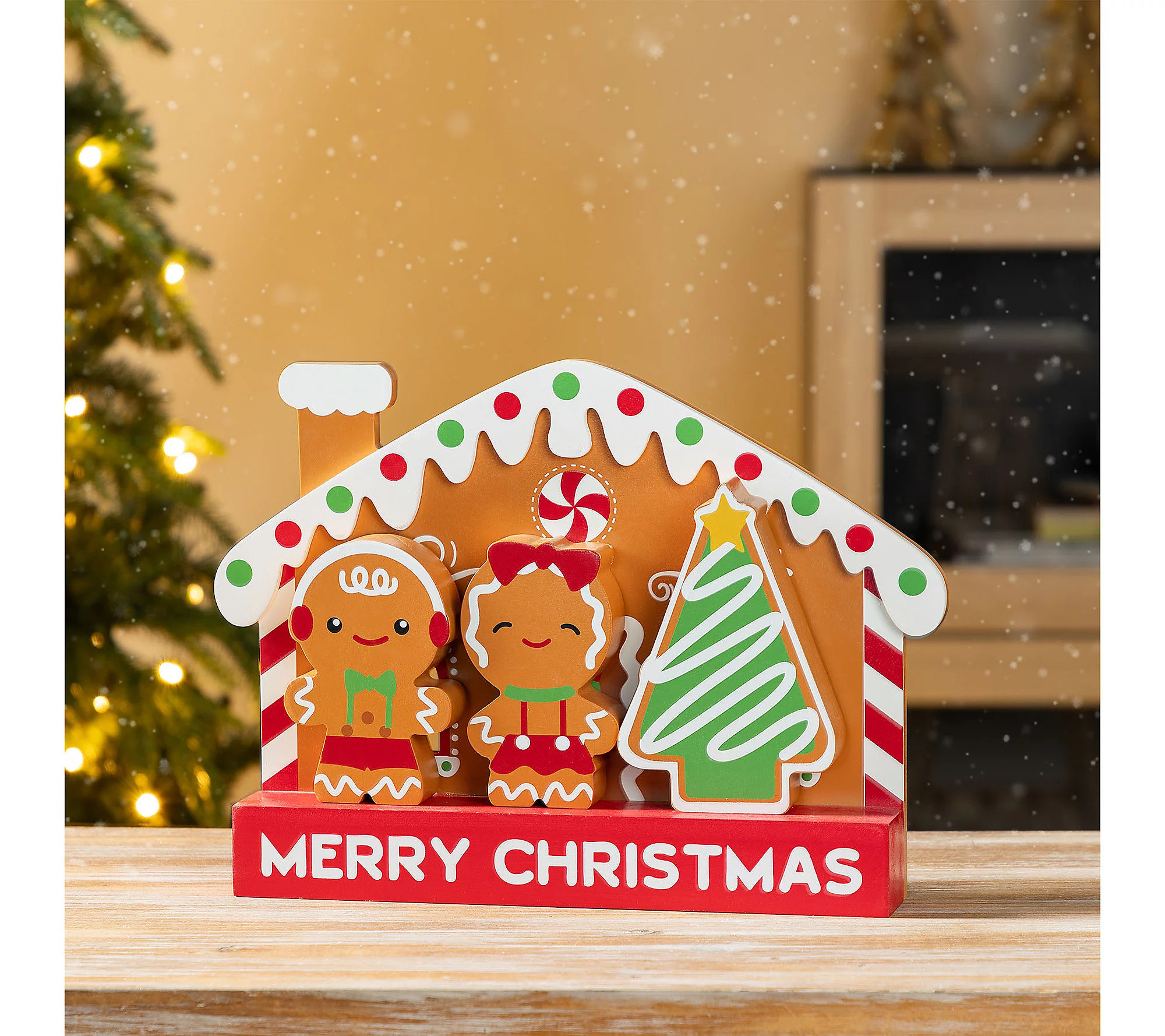 Glitzhome S/4 Wooden Christmas Gingerbread Hous e Table Decor | QVC