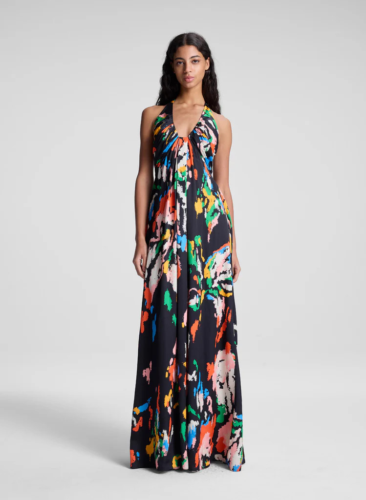 Al Printed Satin Halter Gown | A.L.C