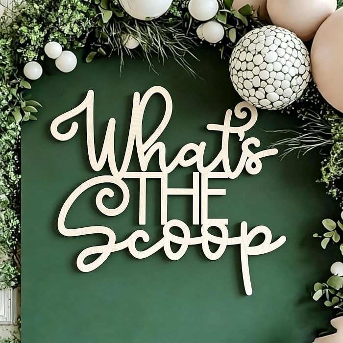 Amazon.com: What's The Scoop Sign for Backdrop,Wooden Ice Cream Gender Reveal Party Decorations f... | Amazon (US)