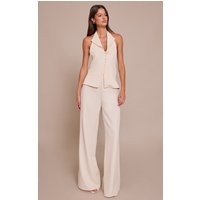 Cream Waist Coat Straight Leg Jumpsuit | PrettyLittleThing US