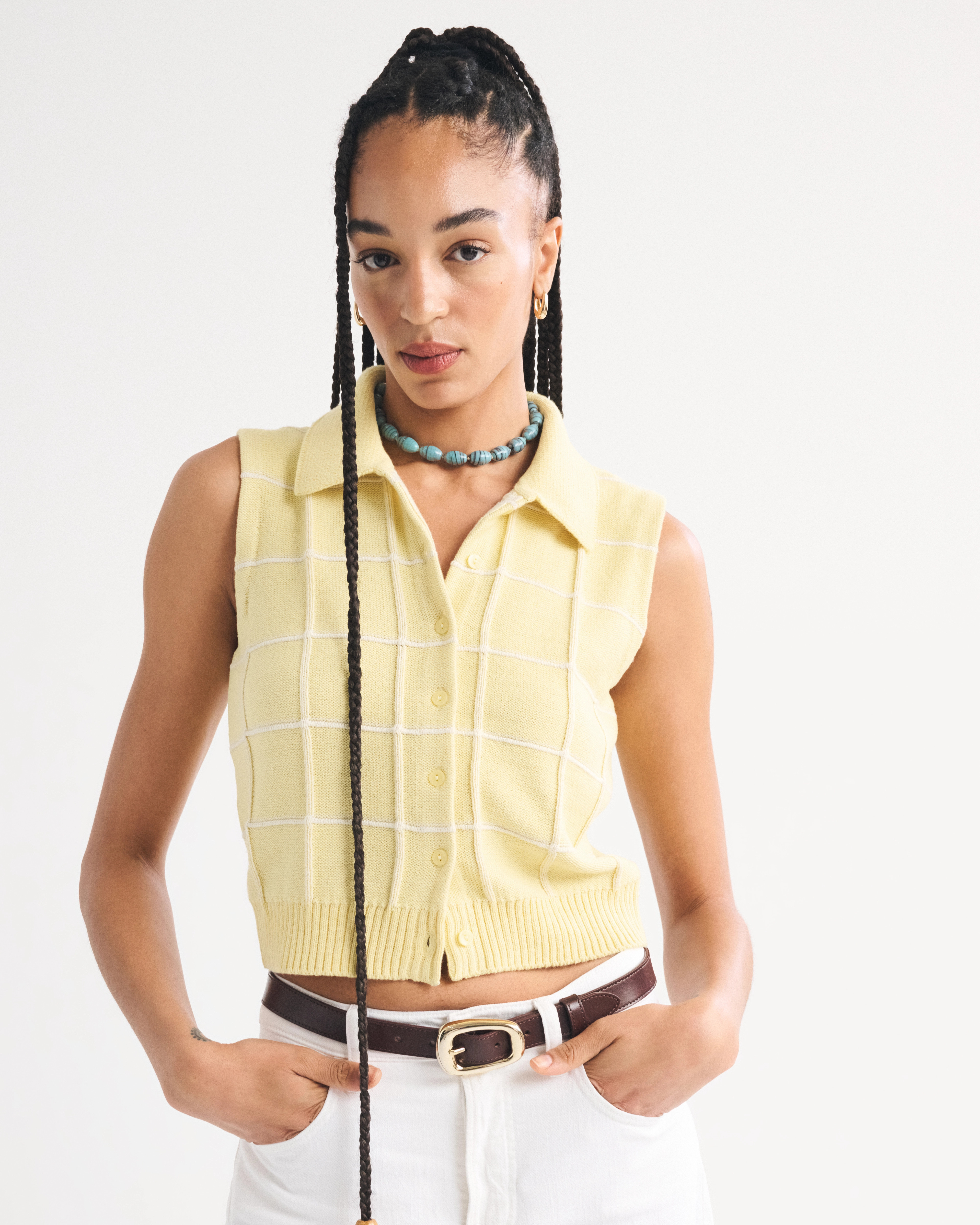 Collared Button-Through Sweater Shell | Abercrombie & Fitch (US)
