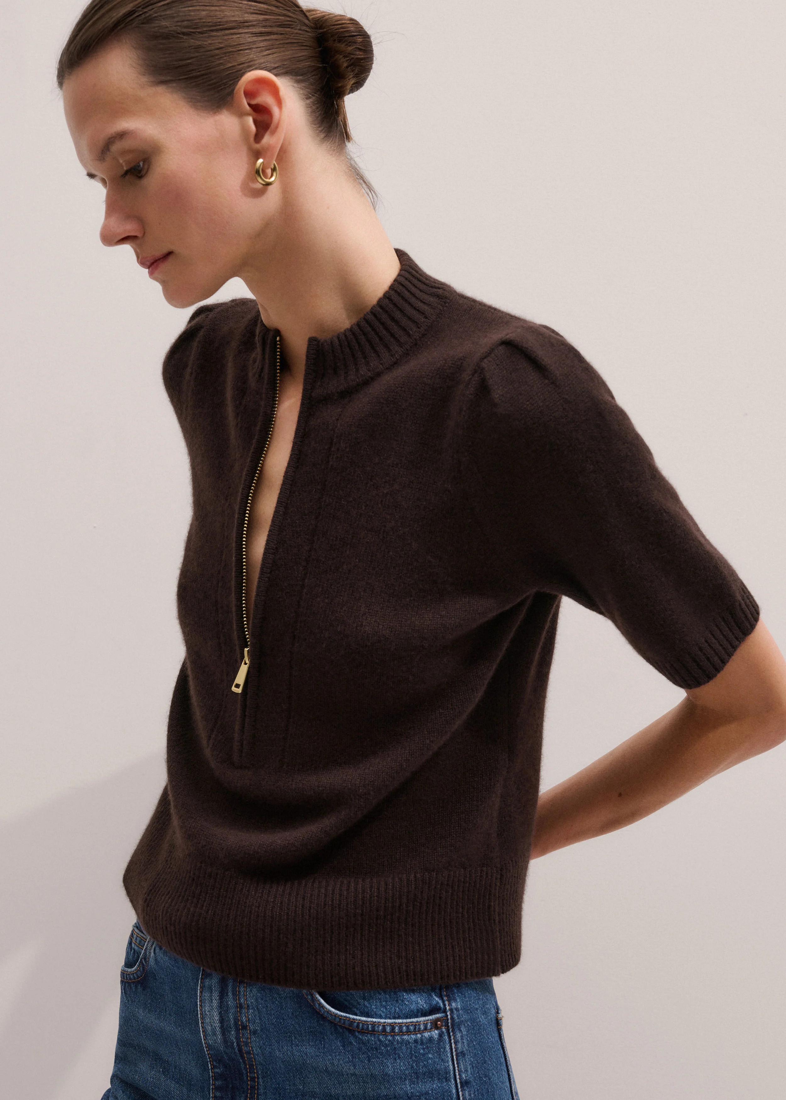 Pouf Sleeve Knit Tee | ME+EM Global (Excluding US)