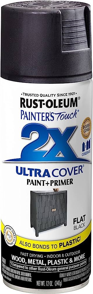 Rust-Oleum 249127 Painter's Touch 2X Ultra Cover Spray Paint, 12 oz, Flat Black | Amazon (US)