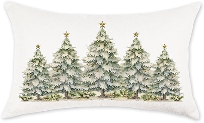 ONWAY Christmas Pillow Covers 12x20 Inch Christmas Trees Decorations Xmax Winter Decorative Patio... | Amazon (US)