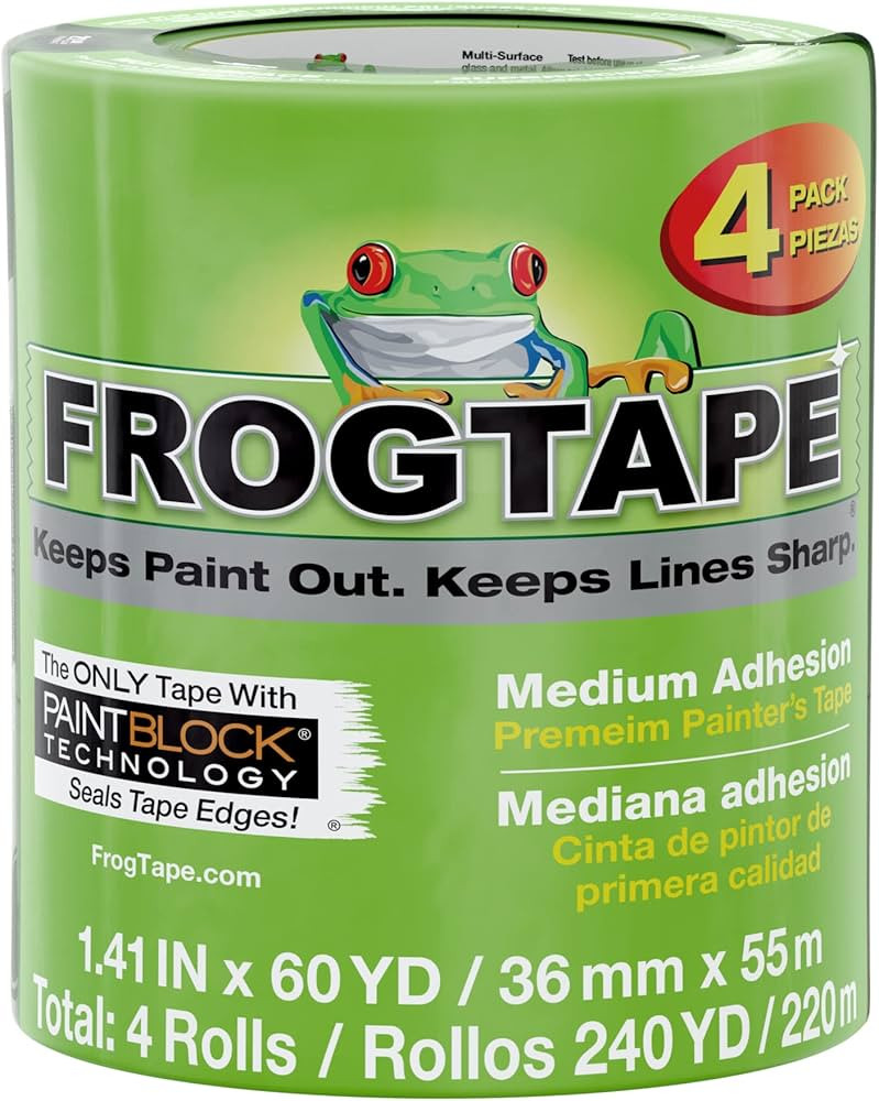 FROGTAPE Multi-Surface Painter's Tape with PAINTBLOCK, Medium Adhesion, 1.41 Inches x 60 Yards, G... | Amazon (US)