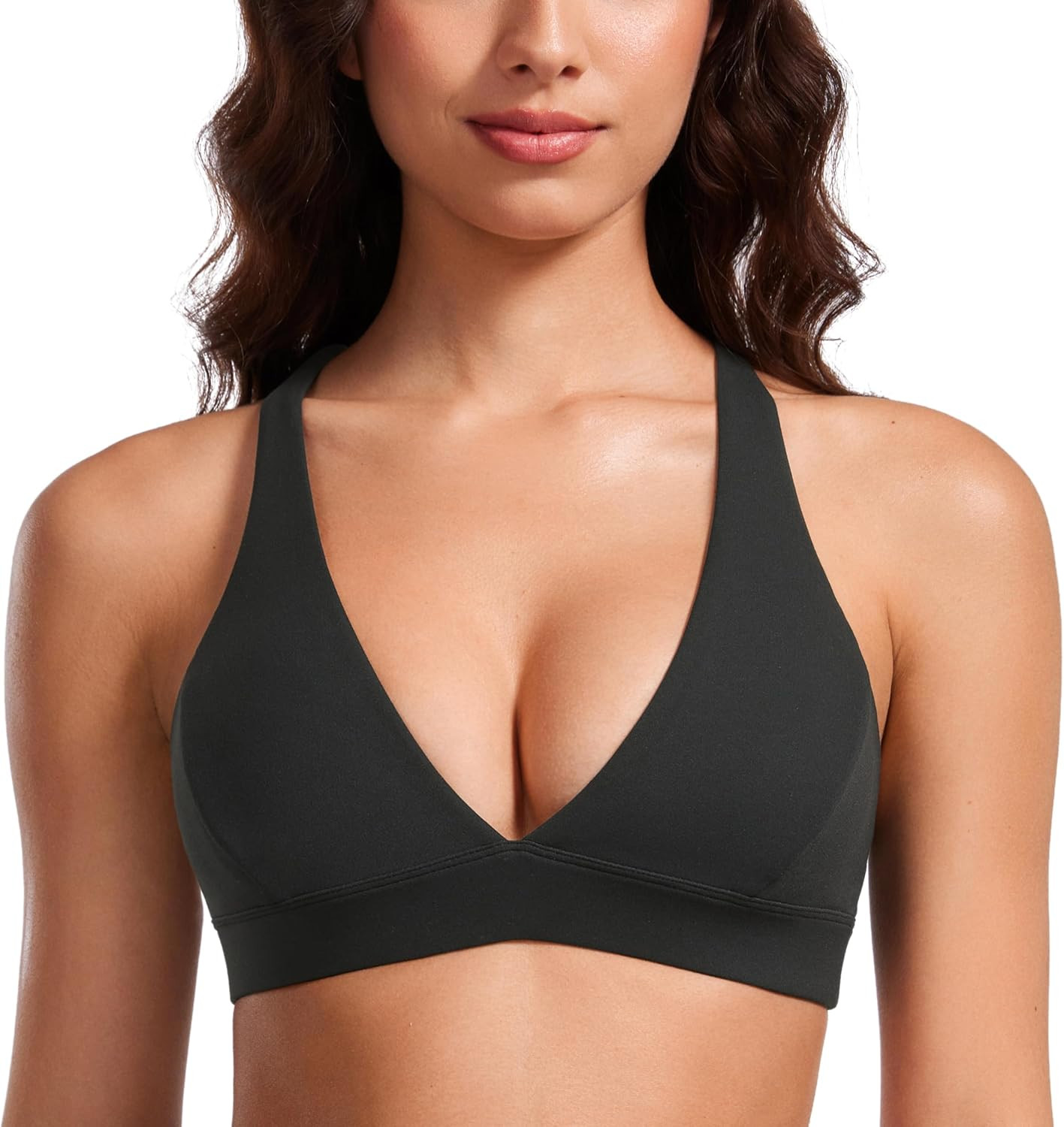 CRZ YOGA Butterluxe Deep V Neck Sports Bras | Amazon (US)