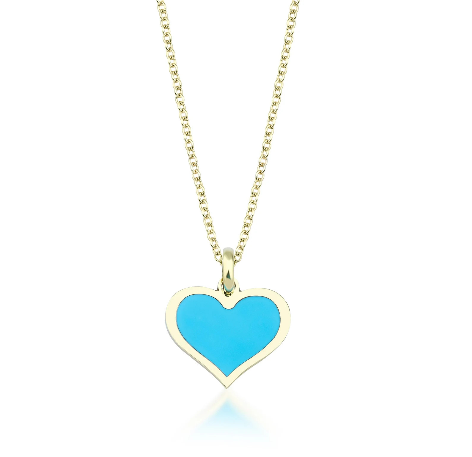 14K Yellow Gold Heart Necklace, Turquoise Heart Necklace, Layering Necklace, Gold Heart Pendant, ... | Etsy (US)