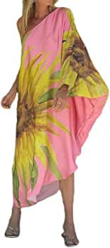 M-Housee Women's Beach Casual Kaftan Dress One Shoulder Long Sleeve Boho Caftan, Beach Resort Casual | Amazon (US)