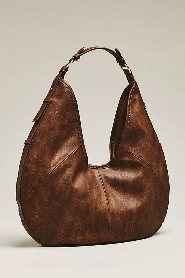 Burnished Faux Leather Hobo Bag | Anthropologie (US)