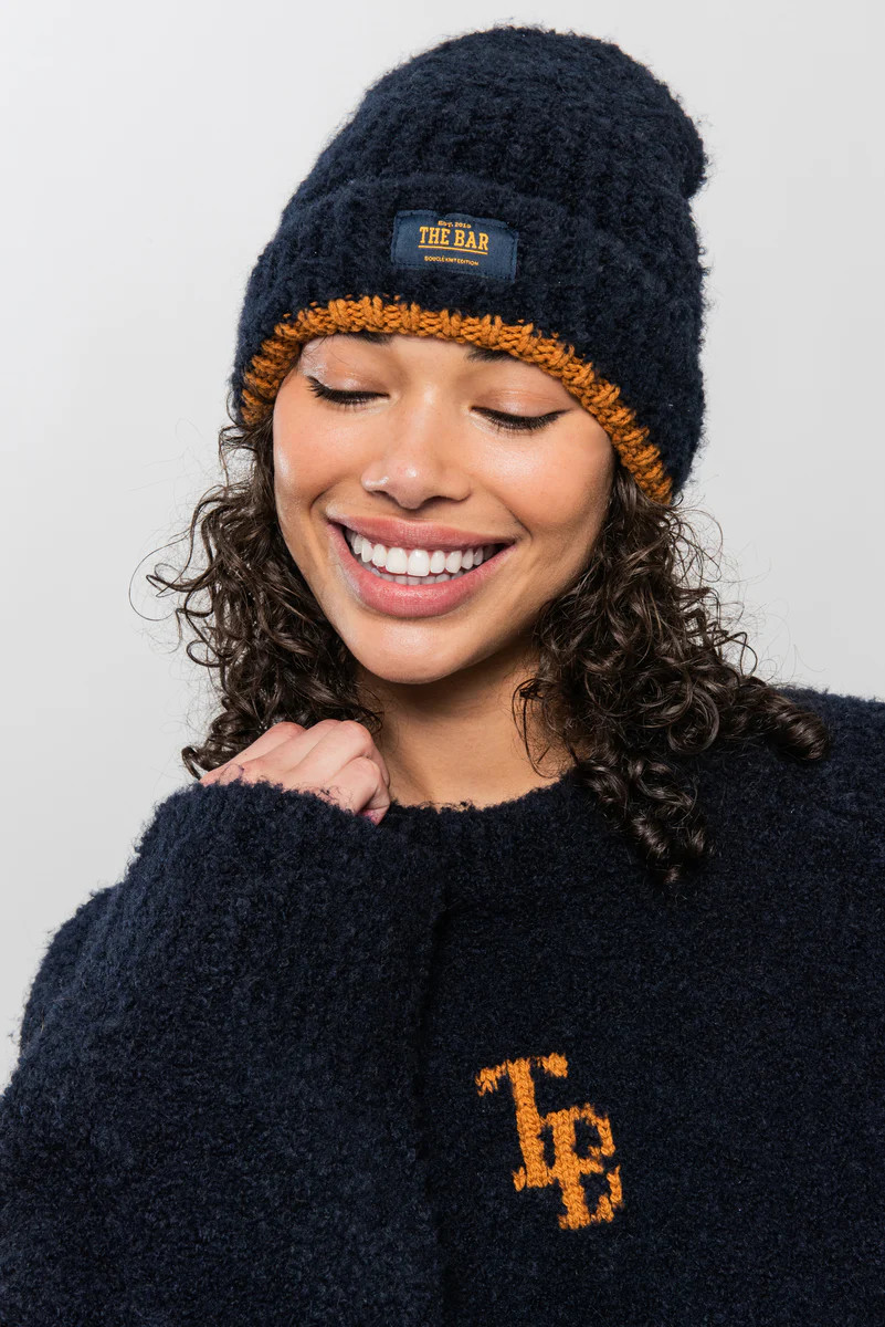 BOUCLE BEANIE NAVY / EMBER | The Bar