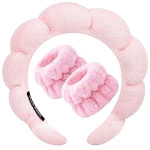 Zkptops Spa Headband for Washing Face Wristband Set Sponge Makeup Skincare, Terry Cloth Bubble So... | Amazon (US)